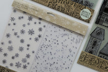 Load image into Gallery viewer, Iron Orchid Designs Flurry Decor Stamp featuring snowflakes, falling snow, and distressed winter background textures
