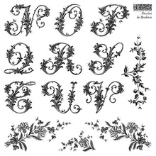 Load image into Gallery viewer, Dessins de Broderie Labels 6x6 Stamp Set|Iron Orchid Designs