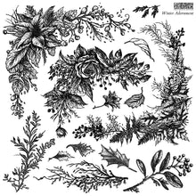 Load image into Gallery viewer, Winter Adornment IOD 12x12 Christmas Holiday Stamp Set Holly Poinsettia Pine Boughs