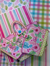 Load image into Gallery viewer, Pink and tropical beach-themed Paper Craft Socials folio with coordinating paper pieces and ephemera