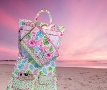 Load image into Gallery viewer, Sandy Toes & Salty Kisses folio with journaling pages, pockets and coordinating tropical ephemera