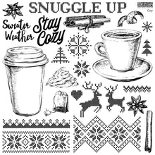Load image into Gallery viewer, Cozy Hot Cocoa Coffee Tea Drinks Sweater Pattern Winter IOD Iron Orchid Designs  Stamp