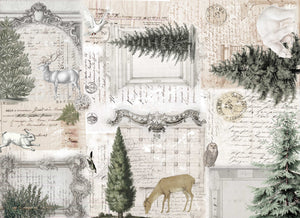 Neutral Christmas Master Board-Roycycled Treasures-Decoupage Paper-Winter-Deer-Blocks-#176