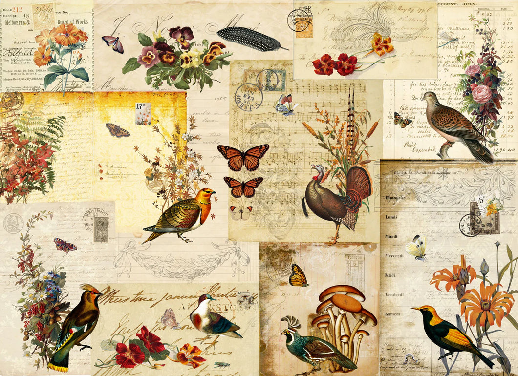 Fall Flock Masterboard Roycycled Trasures Decoupage Paper #202