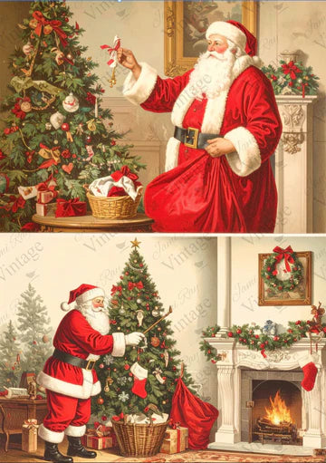 JRV Santa's Delivering Presents A4 Rice Paper Jami Ray Vintage