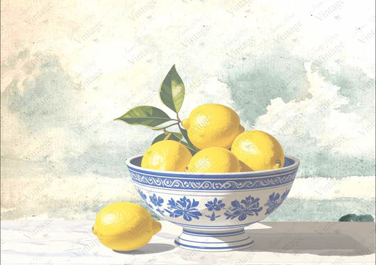 JRV Bowl of Lemons A4 Rice Paper Jami Ray Vintage