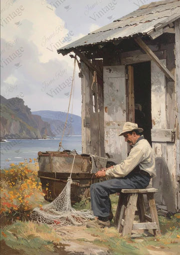 JRV Fisherman Shack A4 Rice Paper Jami Ray Vintage