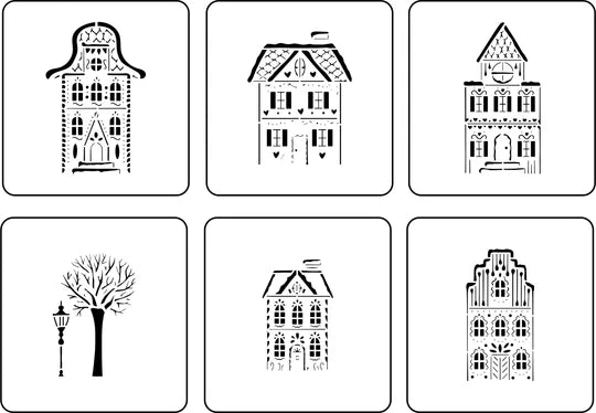 JRV Christmas Village Houses Stencil Jami Ray Vintage