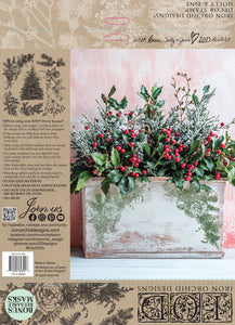 IOD Holly & Pine 12x12 Decor Stamp Iron Orchid Designs