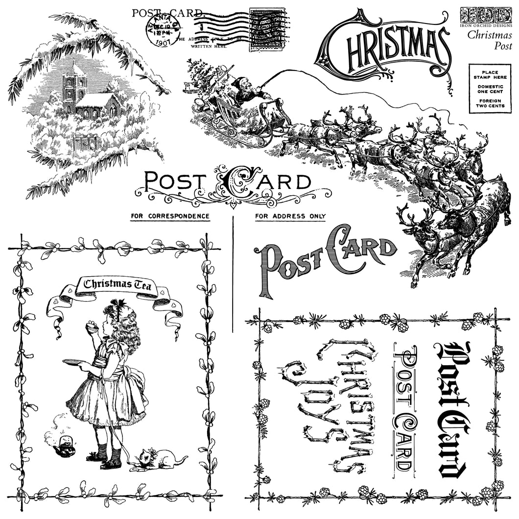 IOD Christmas Post 12x12 Decor Stamp Iron Orchid Designs