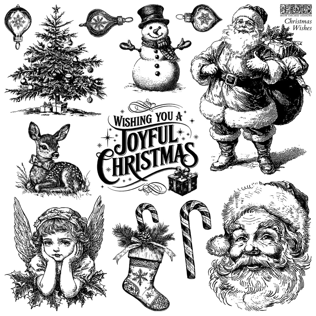 IOD Christmas Wishes 12x12 Decor Stamp Iron Orchid Designs