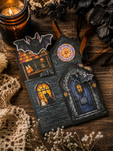 Load image into Gallery viewer, Howl-O-Ween Manor vintage Halloween junk journal Paper Craft Socials kit

