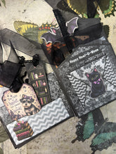 Load image into Gallery viewer, Howl-O-Ween Manor Halloween junk journal with pockets, tags and coordinating ephemera
