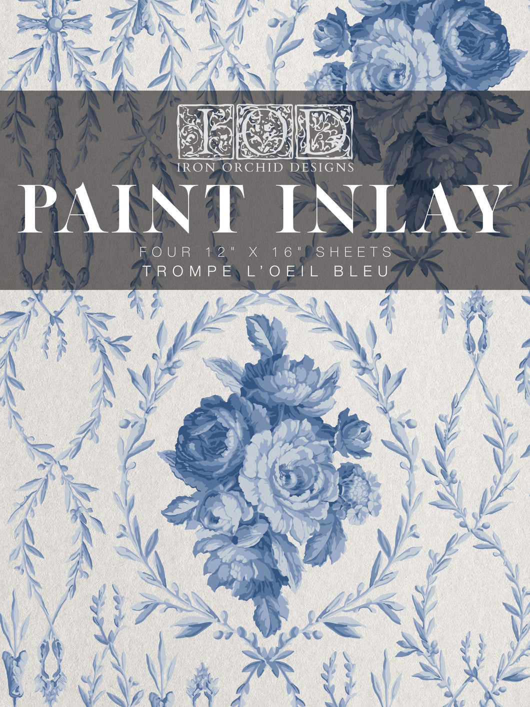 Trompe L'Oeil Blue IOD Paint Inlay Iron Orchid Designs