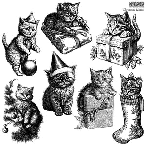 Christmas Kitties IOD 12x12 Christmas Holiday Kitten Stamp Iron Orchid Designs