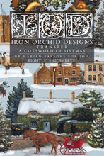 Load image into Gallery viewer, Iron Orchid Designs A Cotswold Christmas décor transfer by Marian Parsons featuring snowy English cottages, village scenes, wreaths, horses, sheep, and winter landscapes
