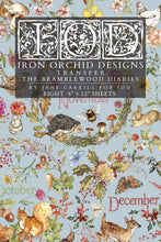 Load image into Gallery viewer, Iron Orchid Designs The Bramblewood Diaries Décor Transfer by Jane Carkill featuring woodland animals, seasonal botanicals, butterflies, mushrooms, wreaths, and monthly artwork
