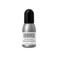Load image into Gallery viewer, IOD Silver Sparkle Pigment Ink Refill 0.7 fl oz bottle
