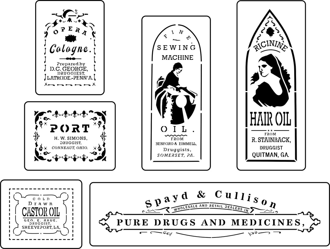 Apothecary Labels 1 Stencil