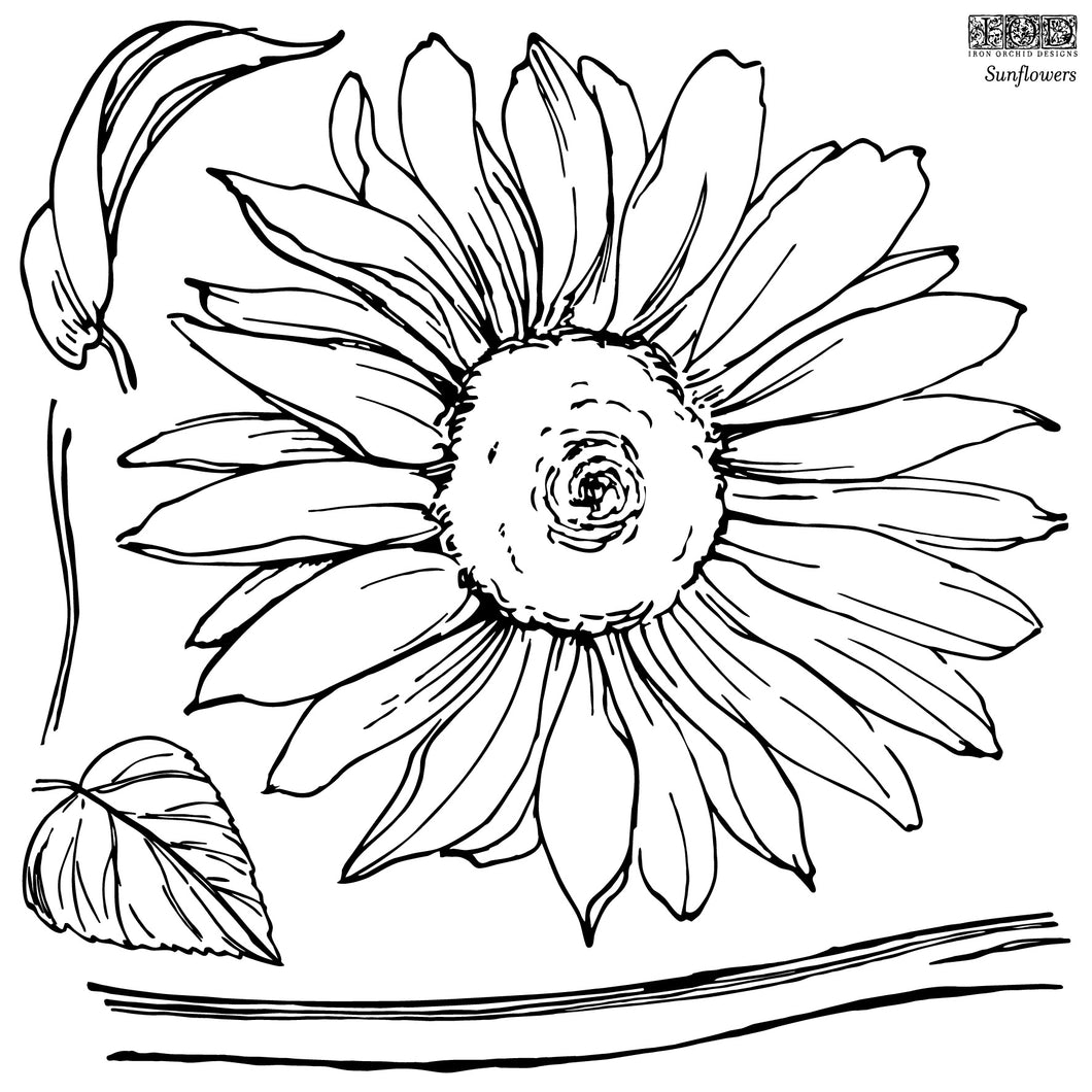 Sunflowers IOD 12x12 Decor Stamp Iron Orchid Designs