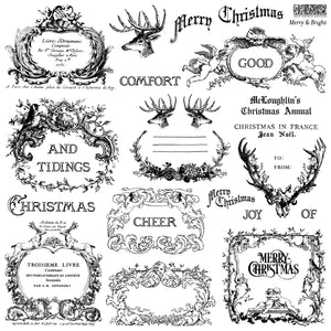 Merry and Bright IOD 12x12 Christmas Decor Stamp