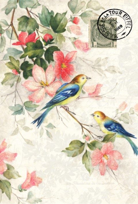 Blue-Winged Bird Roycycled Decoupage Paper